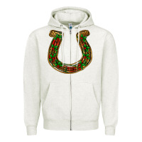 Oatmeal Heather Christmas Horseshoe Zipper Hoodie - Jasminsmagicworld