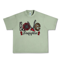 Oil Green love firefighter Urban Heavy Tee - CowhideDigitalArt
