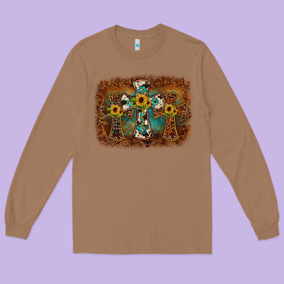 Cross Backgraund Long Sleeve Tee Designed By Jahusdesignshop