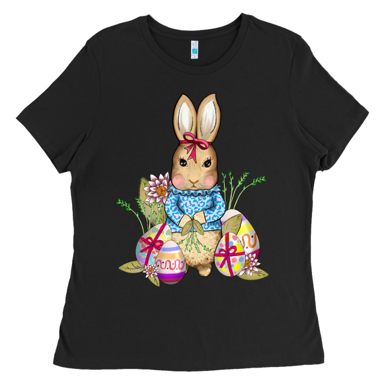 Easter Bunny And Eggs Ladies Tee by AdoDesignShop | Teevron