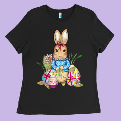 Easter Bunny And Eggs Ladies Tee Designed By Adodesignshop