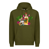 Army Green mexican tequila gnomes guitar roses cactus serape Premium Hoodie - Artiststas