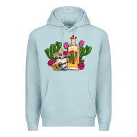 Blue Mist mexican tequila gnomes guitar roses cactus serape Premium Hoodie - Artiststas