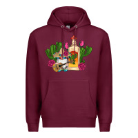 Burgundy mexican tequila gnomes guitar roses cactus serape Premium Hoodie - Artiststas