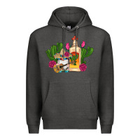 Charcoal Heather mexican tequila gnomes guitar roses cactus serape Premium Hoodie - Artiststas