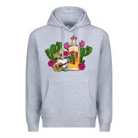 Heather Grey mexican tequila gnomes guitar roses cactus serape Premium Hoodie - Artiststas