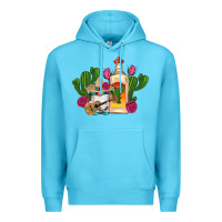 Ocean Blue mexican tequila gnomes guitar roses cactus serape Premium Hoodie - Artiststas