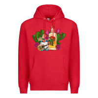 Red mexican tequila gnomes guitar roses cactus serape Premium Hoodie - Artiststas