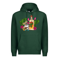 Sports Green mexican tequila gnomes guitar roses cactus serape Premium Hoodie - Artiststas