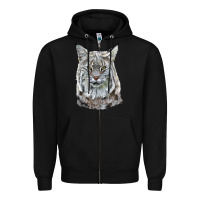 Black Bobcat Head Zipper Hoodie - LillyAllenDesigns