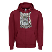 Burgundy Bobcat Head Zipper Hoodie - LillyAllenDesigns