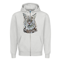 Dove Grey Bobcat Head Zipper Hoodie - LillyAllenDesigns