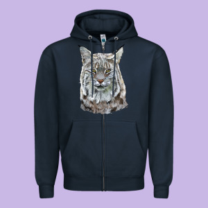 Bobcat Head Zipper Hoodie Designed By Lillyallendesigns