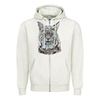 Oatmeal Heather Bobcat Head Zipper Hoodie - LillyAllenDesigns