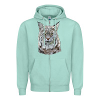 Seafoam Bobcat Head Zipper Hoodie - LillyAllenDesigns