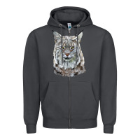 Smoke Bobcat Head Zipper Hoodie - LillyAllenDesigns