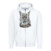 White Bobcat Head Zipper Hoodie - LillyAllenDesigns