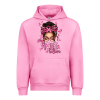 Fuchsia Pink pray fight believe breast cancer afro messy bun Urban Hoodie - texasbilliewilder