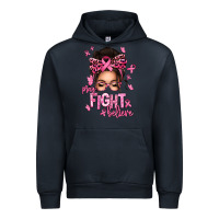 Navy pray fight believe breast cancer afro messy bun Urban Hoodie - texasbilliewilder