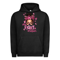 Pigment Black pray fight believe breast cancer afro messy bun Urban Hoodie - texasbilliewilder
