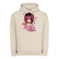Pigment French Oak pray fight believe breast cancer afro messy bun Urban Hoodie - texasbilliewilder