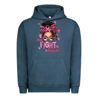 Pigment Midnight Navy pray fight believe breast cancer afro messy bun Urban Hoodie - texasbilliewilder