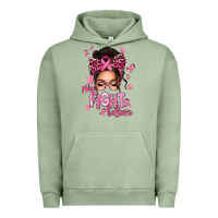 Pigment Oil Green pray fight believe breast cancer afro messy bun Urban Hoodie - texasbilliewilder