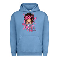 Pigment Pebble Blue pray fight believe breast cancer afro messy bun Urban Hoodie - texasbilliewilder