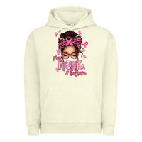 Pigment Pistachio pray fight believe breast cancer afro messy bun Urban Hoodie - texasbilliewilder