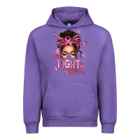 Tulip pray fight believe breast cancer afro messy bun Urban Hoodie - texasbilliewilder