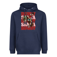Navy howdy santa cowboy christmas Heavyweight Hoodie - MaliasSmallBusiness