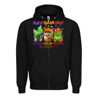 Black Hallothanksmas Zipper Hoodie - NancyCooperArtShop