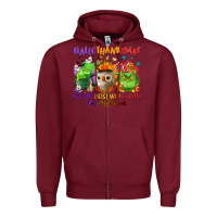 Burgundy Hallothanksmas Zipper Hoodie - NancyCooperArtShop
