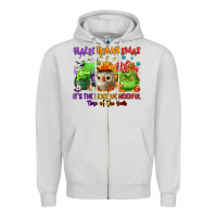 Dove Grey Hallothanksmas Zipper Hoodie - NancyCooperArtShop