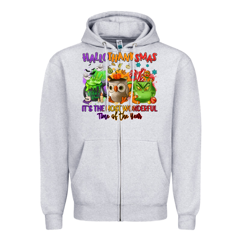 Hallothanksmas Zipper Hoodie by NancyCooperArtShop | Teevron