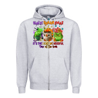 Heather Grey Hallothanksmas Zipper Hoodie - NancyCooperArtShop