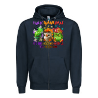 Navy Hallothanksmas Zipper Hoodie - NancyCooperArtShop