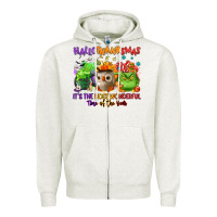 Oatmeal Heather Hallothanksmas Zipper Hoodie - NancyCooperArtShop