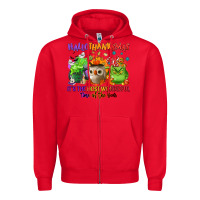 Red Hallothanksmas Zipper Hoodie - NancyCooperArtShop