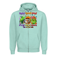 Seafoam Hallothanksmas Zipper Hoodie - NancyCooperArtShop