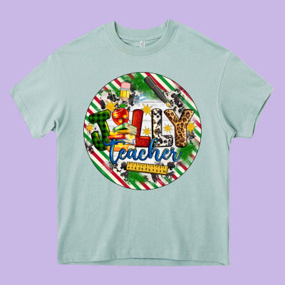 Christmas Jolly Teacher Heavy Core Tee Designed By Artiststas