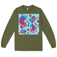 Army Green summer and octopus seamless pattern Long Sleeve Tee - BundleAndBundleShop
