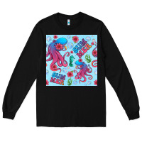 Black summer and octopus seamless pattern Long Sleeve Tee - BundleAndBundleShop