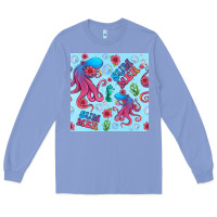 Colony Blue summer and octopus seamless pattern Long Sleeve Tee - BundleAndBundleShop