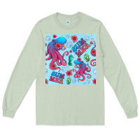 Matcha summer and octopus seamless pattern Long Sleeve Tee - BundleAndBundleShop