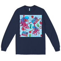 Navy summer and octopus seamless pattern Long Sleeve Tee - BundleAndBundleShop