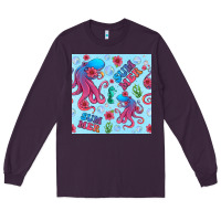 Plum summer and octopus seamless pattern Long Sleeve Tee - BundleAndBundleShop
