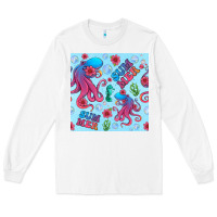 White summer and octopus seamless pattern Long Sleeve Tee - BundleAndBundleShop