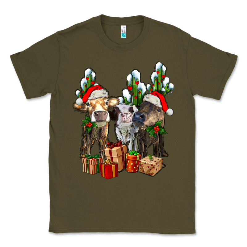 Western Christmas Cows And Cactuses Classic Tee by AdoDesignShop | Teevron