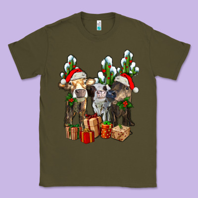 Western Christmas Cows And Cactuses Classic Tee Designed By Adodesignshop